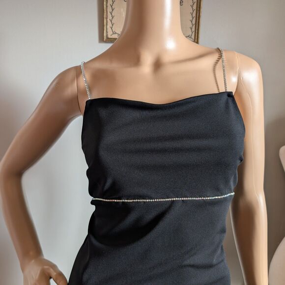 Vintage 90s Express Mini Dress Formal Cocktail Empire Waist Rhinestone Size 11 - Picture 10 of 13